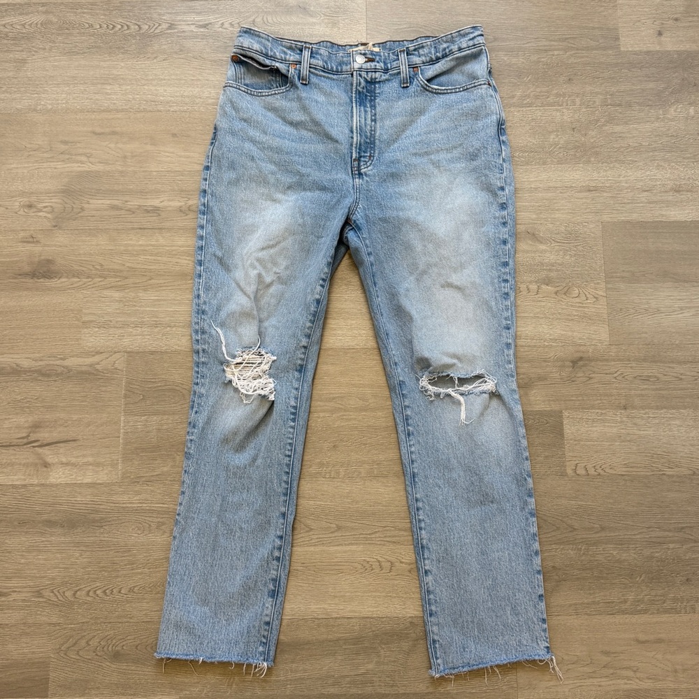 Madewell Jeans Womens Size 31 The Perfect Vintage Jean Distressed Blue Denim